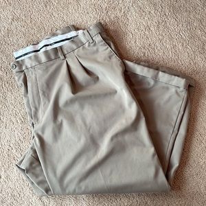 George Khaki Cuffed Leg 50Wx30L Mens Slacks with Pleated Front & Elastic Waist